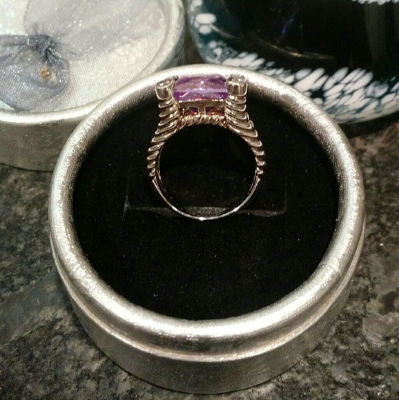 Sterling Silver Purple Cz Ring Size: 6 - Picture 3 of 4